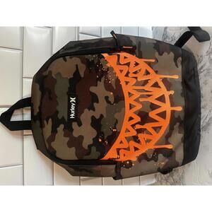 Hurley Camo Backpack with Orange Graphic